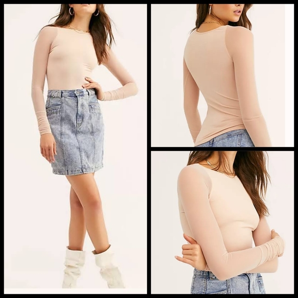 FREE PEOPLE intimately scrunch sleeve top - Picture 2 of 7